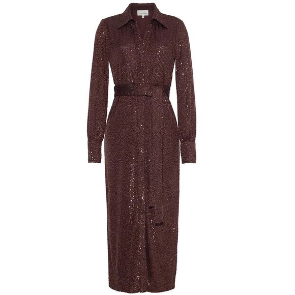 Cara Cara Margaret long sleeve sequin shirtDress in Rum Raisin Sequin size XS - Picture 3 of 14